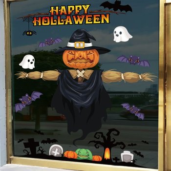 Decal 2 Mặt Trang Trí Halloween Bù Nhìn Bí Ngô Đáng Sợ