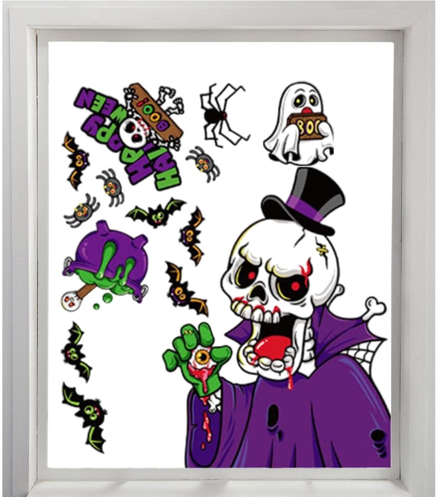 Decal 2 Mặt Trang Trí Halloween Chuyên Dán Kính Ma Cà Rồng Xương Người