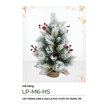 Cây thông noel mini 3 loại lá phủ tuyết có trang trí