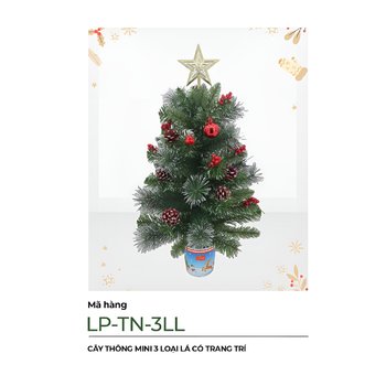 Cây thông noel mini 3 loại lá có trang trí