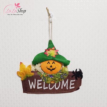 Bảng Treo Welcome Trang Trí Halloween Cô Bé Phù Thủy