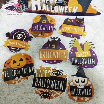 Đồ treo trang trí Halloween Set Dây Treo 8 Hình Happy Halloween