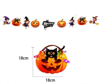 Đồ treo trang trí Halloween Set Dây Treo 9 Hình Phù Thủy Và Bí Ngô Kẹo