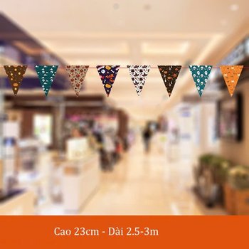 Đồ treo trang trí Halloween Set Dây Treo 8 Hình Tam Giác Họa Tiết Halloween