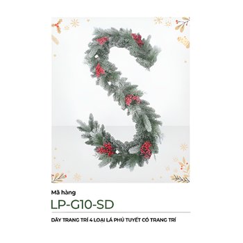 Dây Trang Trí Noel 4 Loại Lá Phủ Tuyết Có Trang Trí 2m1