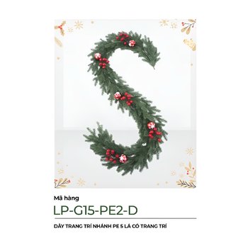Dây Trang Trí Noel Nhánh PE 5 Lá Có Trang Trí 2m1