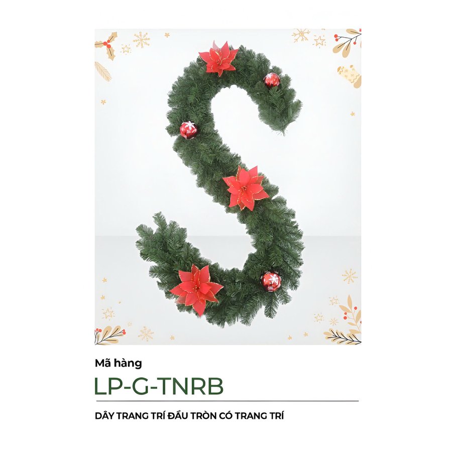 Dây Thông Trang Trí Đầu Tròn Có Trang Trí 2m1