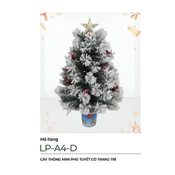 Cây thông noel mini phủ tuyết có trang trí