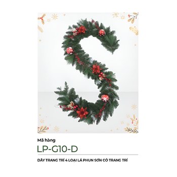 Dây Trang Trí Noel 4 Loại Lá Phun Sơn Có Trang Trí 2m1