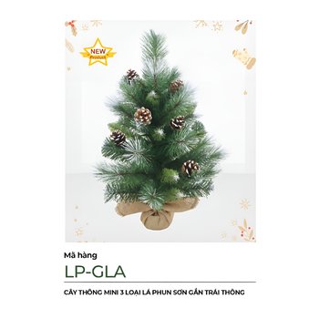 Cây thông mini 3 loại lá phun sơn gắn trái thông 60cm