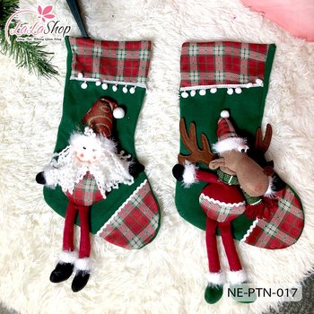 Đồ Trang Trí Noel Tất Treo Họa Tiết Ông Già Noel Và Tuần Lộc