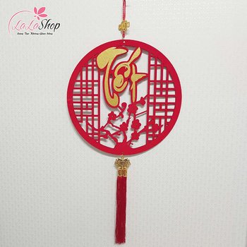 Liễn 40cm nhung đỏ nhiều chữ phúc, lộc, thọ, tết treo cửa trang trí tết