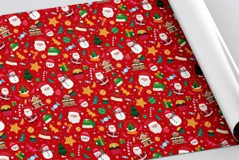 Set 5 Giấy Gói Quà Nền Đỏ Họa Tiết Ông Già Noel Và Quả Cầu Thủy Tinh