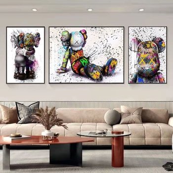 Tranh treo tường gấu KAWS nghệ thuật mẫu 506