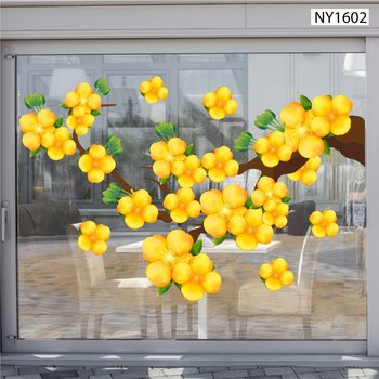 Decal Trang Trí Tết Hoa Mai Vàng Mẫu 2