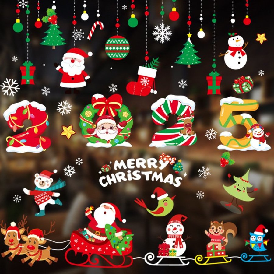 Combo decal tĩnh điện 2 mặt trang trí noel Giáng Sinh An Lành 2025