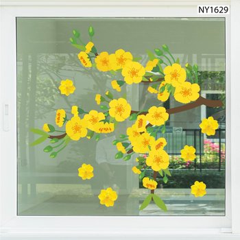 Decal Trang Trí Tết mai vàng nở rộ khoe sắc