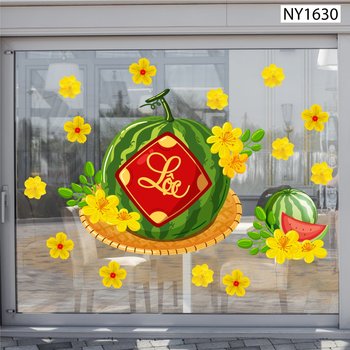 Decal Trang Trí Tết dưa hấu đỏ lộc