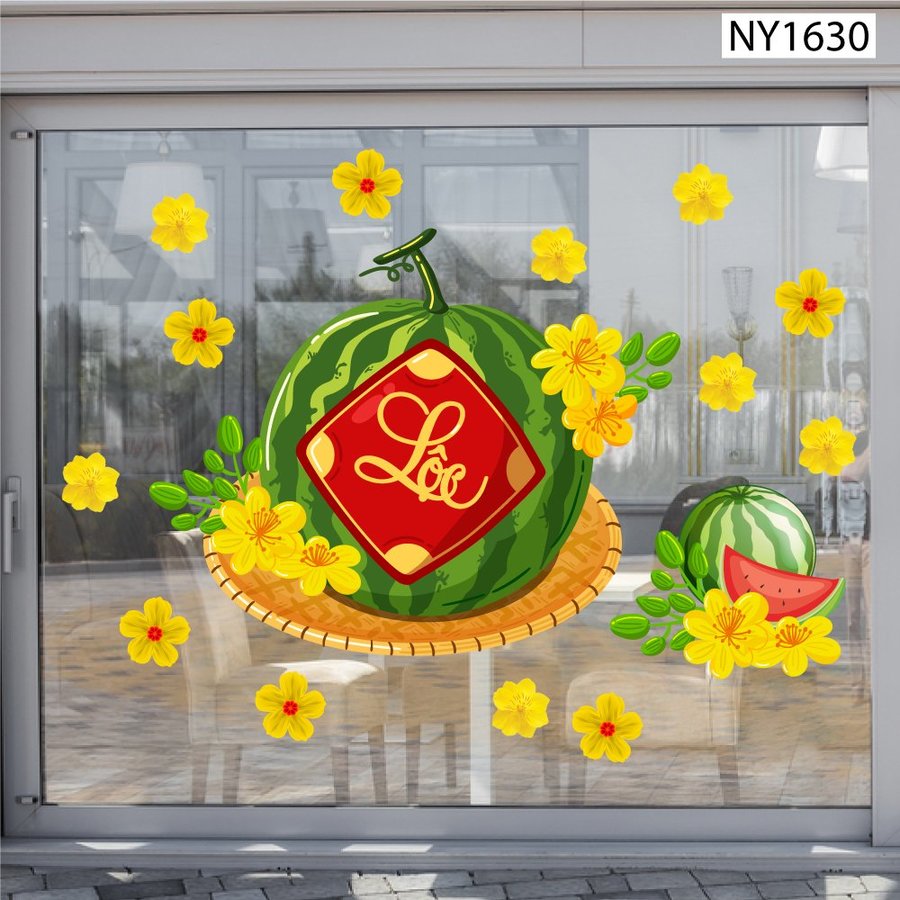Decal Trang Trí Tết dưa hấu đỏ lộc
