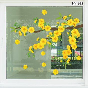 Decal Trang Trí Tết mai vàng đua sắc