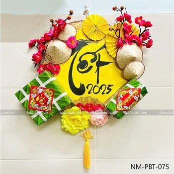 Mẹt bánh chưng bánh tét 45cm Tết 2025 sắc vàng trang trí đón xuân