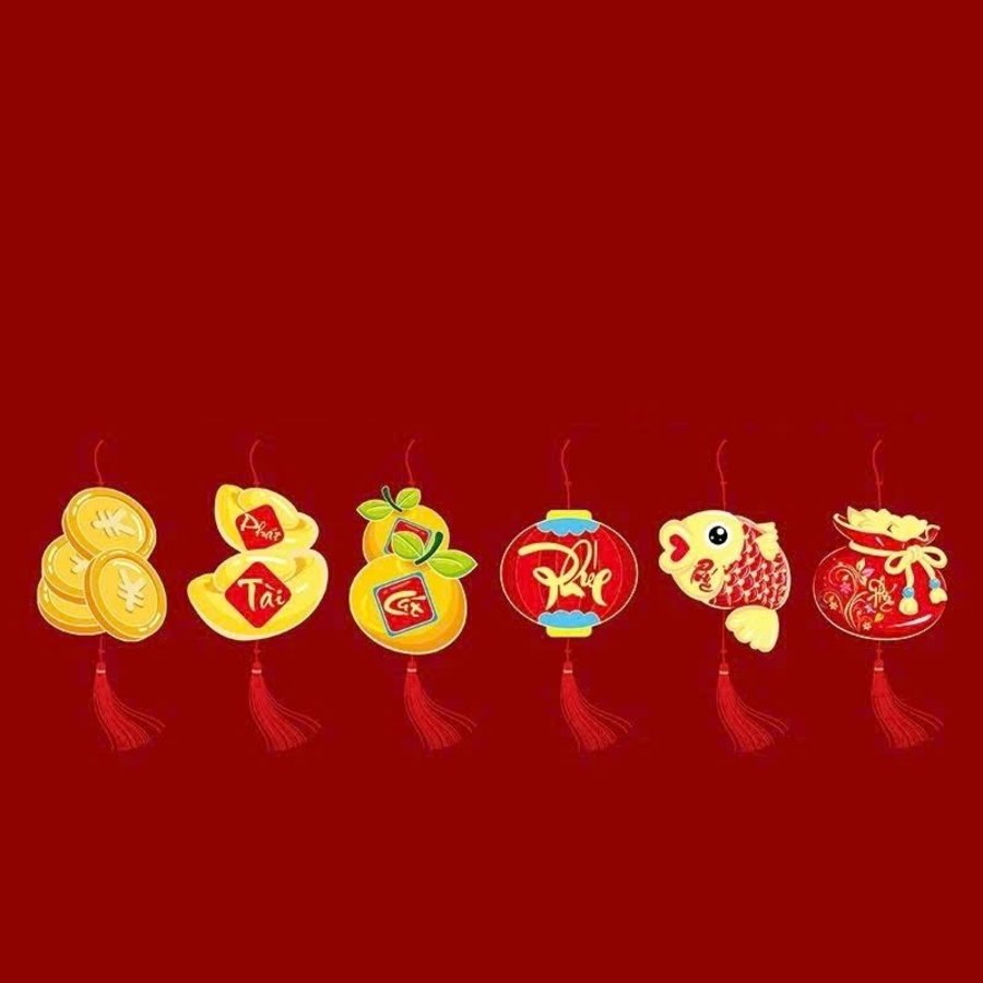 Set 6 Lộc Treo Túi Tiền Vàng Phát Tài Trang Trí Ngày Tết