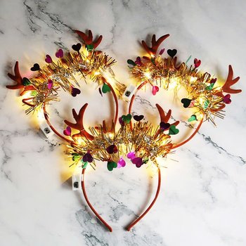 Băng đô noel tuần lộc đỏ và dây kim tuyến sắc màu (1 chiếc)