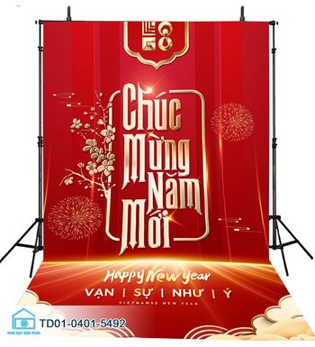 Tranh Vải Treo Tường Trang Trí Tết Chúc Mừng Năm Mới Mai Vàng Khoe Sắc