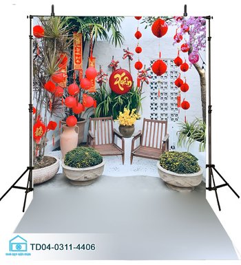 Tranh Vải Treo Tường Trang Trí Tết Tiểu Cảnh Lồng Đèn Đỏ Và Pháo Nổ Mừng Xuân