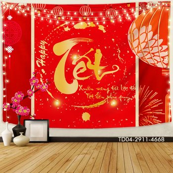 Tranh Vải Treo Tường Trang Trí Tết Xuân Sang Tài Lộc Tốt Tết Đến Phú Quý Về