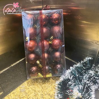 Hộp 30 Quả Châu Màu Nâu 5cm Treo Trang Trí Noel