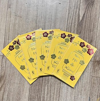 Combo 6 Bao Lì Xì In Nổi 3D Màu Vàng Lồng Đèn Hoa Mai Năm Mới An Khang