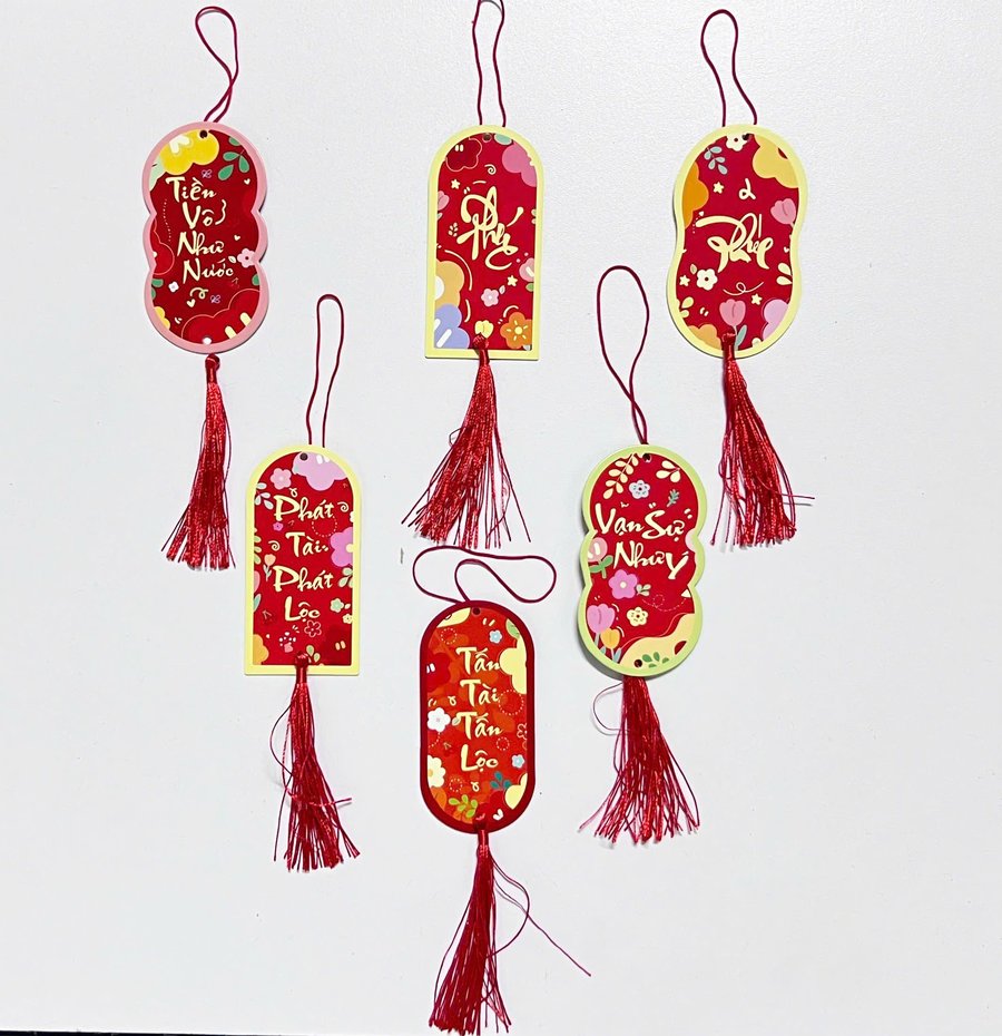 Set 6 Lộc Treo Đỏ Chúc Xuân May Mắn Trang Trí Tết