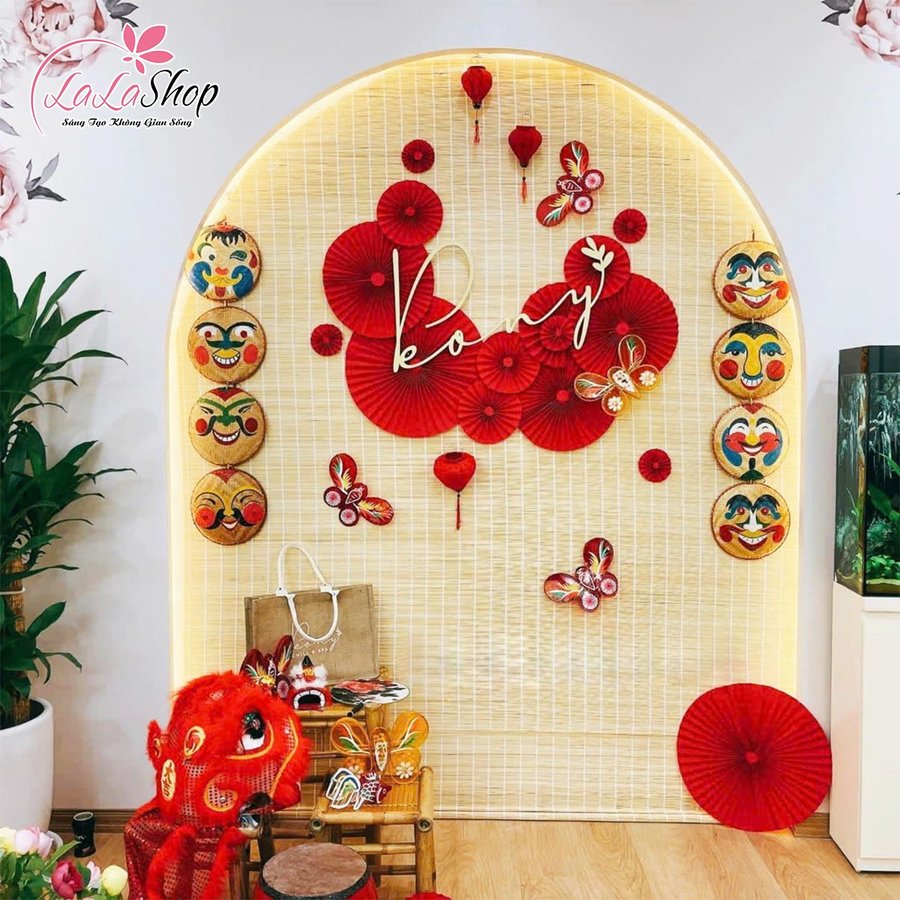 Mành Tăm Tre Làm Tiểu Cảnh Trang Trí Tết