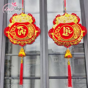 Liễn treo túi tiền vàng may mắn trang trí tết