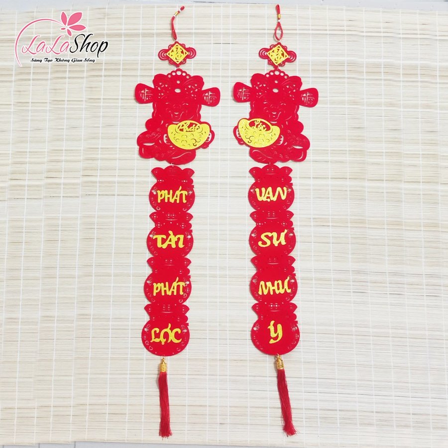 Cặp câu đối thần tài may mắn 1m15 Phát tài phát lộc - Vạn sự như ý
