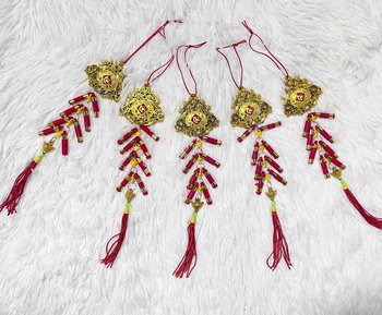 Set 5 dây lộc vàng pháo đỏ may mắn trang trí tết
