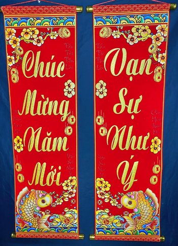 Bộ liễn câu đối chúc mừng năm mới - vạn sự như ý (Cá Chép)