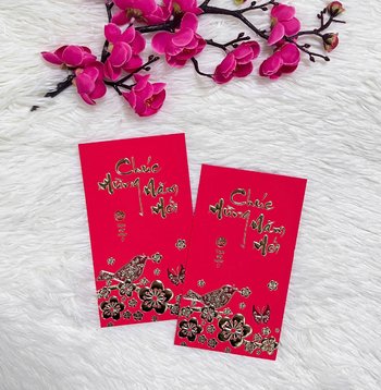 Combo 6 Bao Lì Xì In Nổi 3D Màu Đỏ Chúc Mừng Năm Mới