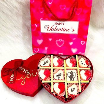 Hộp Socola 10 viên trái tim trắng đỏ Anh yêu Em quà tặng Valentine ấm áp