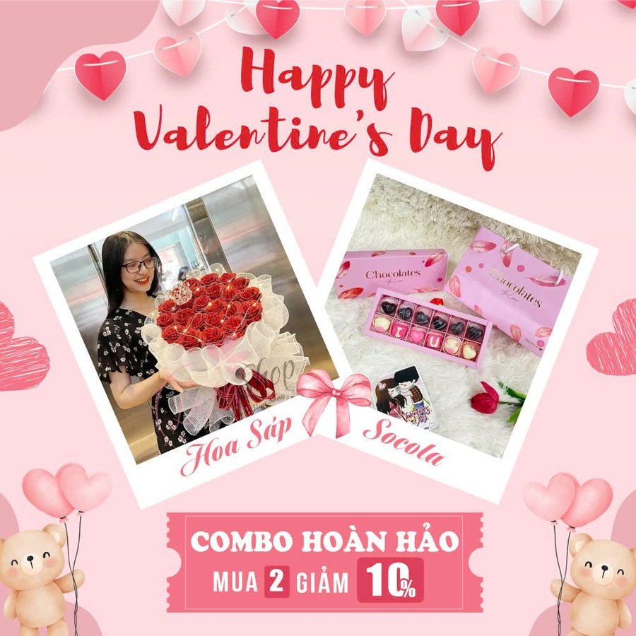 Set Quà Tặng Hoa Sáp Vĩnh Cửu Và Socola Valentine