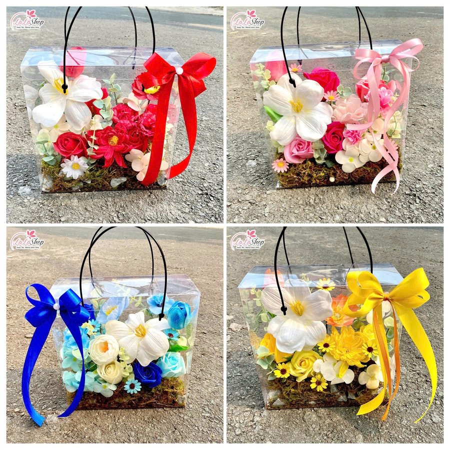 Hộp Mica hoa Tulip mix hoa sáp thơm ngọt ngào