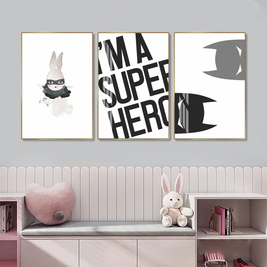 Bộ 3 Tấm Tranh Treo Tường Siêu Nhân Super Hero