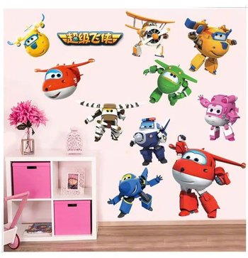 Decal dán tường máy bay robot