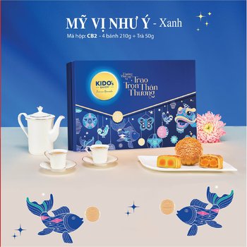 Hộp 4 Bánh Trung Thu Kido Mỹ Vị Như Ý Xanh (CB2)
