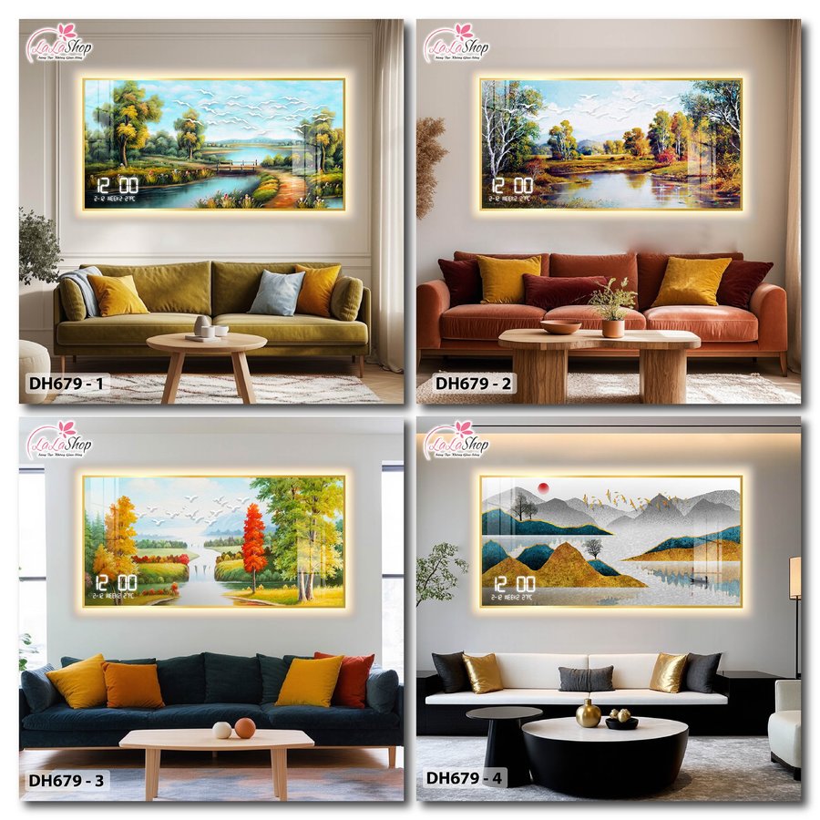 Tranh Đồng Hồ Điện Tử Pha Lê Đèn Led Treo Tường Đa Dạng Mẫu Sang Trọng Cao Cấp