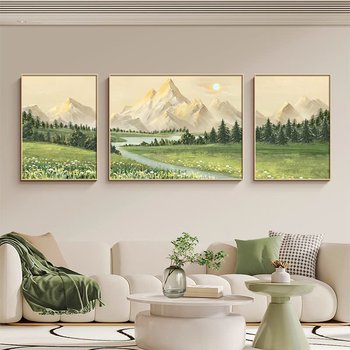 Tranh Treo Tường Phong Cảnh Nghệ Thuật Bình Minh Và Núi Non Yên Bình