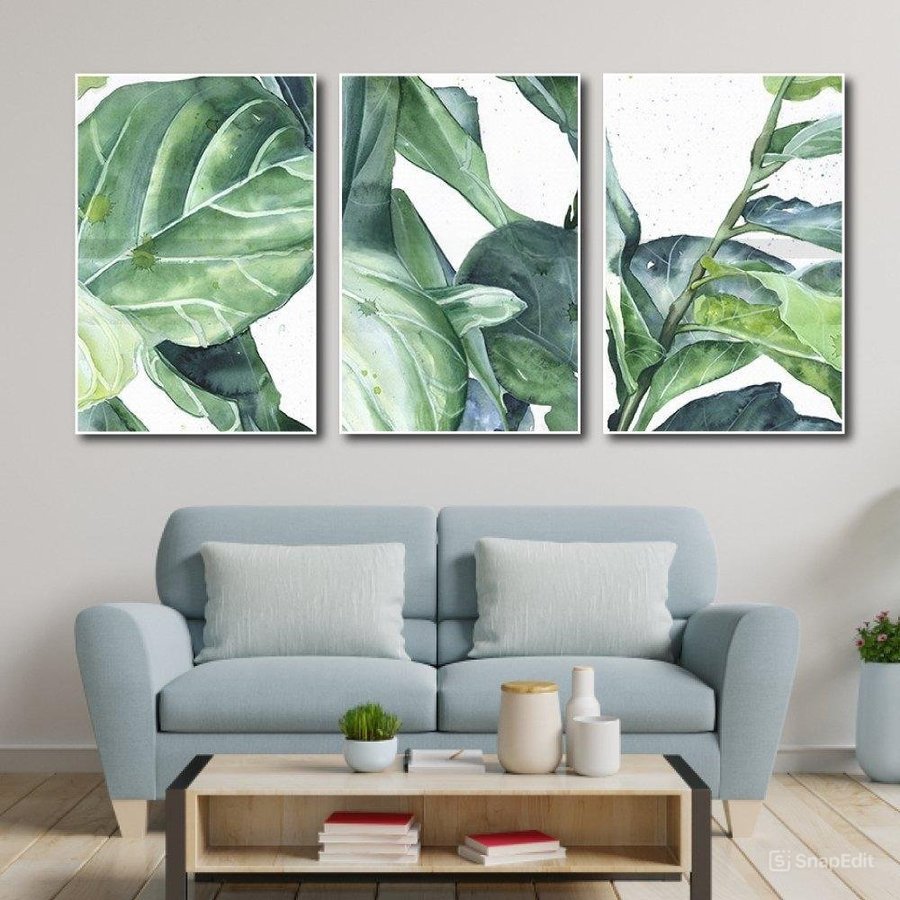 Tranh treo tường lá xanh nghệ thuật trang trí không gian tươi mát