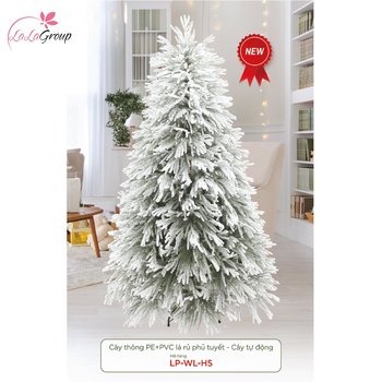 Cây thông PE PVC lá rủ phủ tuyết - Cây tự động