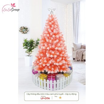 Cây Thông Đầu Tròn Màu Cam Phủ Tuyết - Cây Tự Động